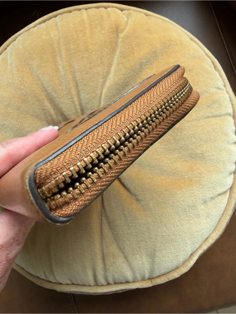 Tory Burch Tan Leather Zip Wallet